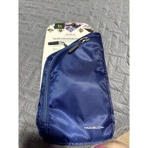 Travelon World Travel Essentials Slim Crossbody Bag Lush Blue One Size NWT